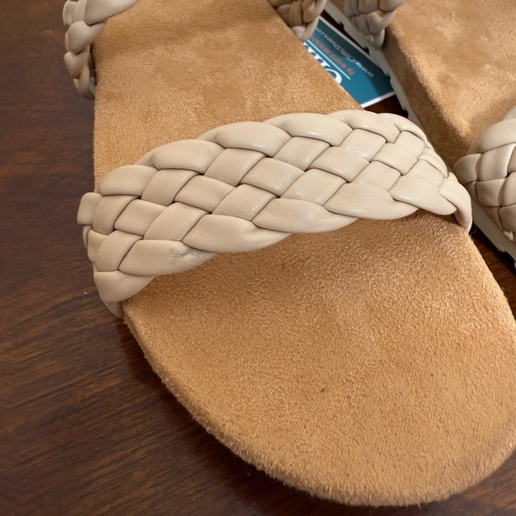 New Cliffs Truly beige khaki braided double strap faux leather sandals size 7 - Picture 13 of 15